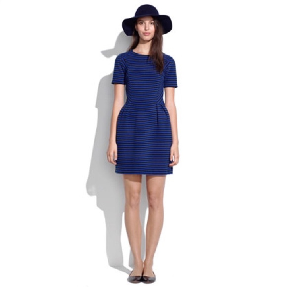 Madewell Navy Blue & Black Striped Mini Dress